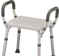 HEALTHLINE Adjustable Shower Bench with Arms – Lightweight Bath Seat with  Padded Handles, Height 15"–20", White Plastic Seat with Drainage Holes, for  ...