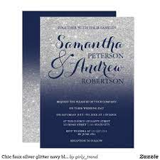 Chic Faux Silver Glitter Navy Blue Wedding Invitation Zazzle Com In 2021 Navy Blue Wedding Invitations Blue Wedding Invitations Navy Silver Wedding