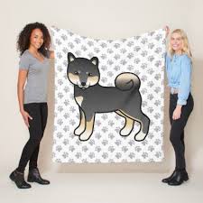 Black And Tan Shiba Inu Female Black And Tan Shiba Inu Cartoon Dog And Paws Fleece Blanket Zazzle Com Cartoon Dog Shiba Inu Cute Cartoon