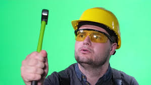 Man Working Hammer Tools Isolated