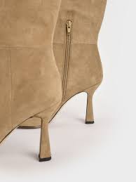 Reiss camel cressida leather knee high boots. Camel Textured Sculptural Heel Knee High Boots Charles Keith Om