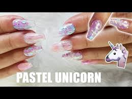 Pretty pastel acrylic nail design! Acryic Nails Pastel Rainbow Mermaid Coffin Shape Youtube
