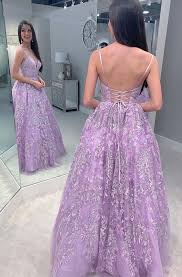Gorgeous Spaghetti Straps Lilac Long Prom Dress Hiprom Cheap Prom Dresses Long Lilac Prom Dresses A Line Prom Dresses