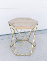Wood Gold Geometric Side Table Geometric Side Table Side Table Gold Side Table