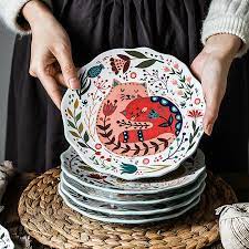 Great white porcelain footed soup bowl. 8 Inch Colorful Cat Dinner Plate Under Glazed Ceramic Dinner Dishes Dessert Tray Flower Kitten Dinnerware Microwave Safe Dishes Plates Aliexpress