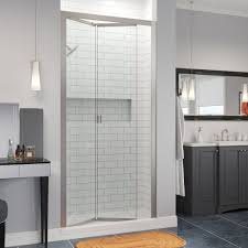 Glass shower doors are fast turning out to be very popular choice when it comes to designing a smart, sleek and functional contemporary bathroom that fits in seamlessly with the modern theme of the rest of the home. Infinity Semi Frameless 1 4 Inch Glass Bi Fold Shower Door Basco Shower Doors