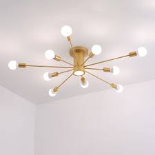 Black And Gold Flush Mount Lighting Mid Century Modern 10 Light Ceiling Light In Black Gold Ceiling Lights Ceiling Lights Living Room Modern Ceiling Light Bedroom Ceiling Light