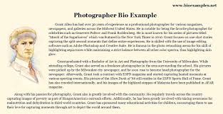 Self Biography Sample For Students Photographer Biography Sample Photographers Biography Photographers Bio Biography Template