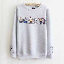 Magic Cartoon Snoopy Sweatshirt 2013 Fashion Women Knitted Cotton Hoodies Gray And White One Size Long Slee Sweatshirt Fashion Girl Sweatshirts Hoodies Womens