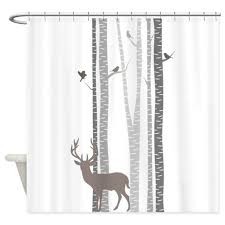 Birch Tree Shower Curtain Birch Trees With Deer Shower Curtain By Zenandchic Cafepress Deer Shower Curtain Rustic Shower Curtains Outdoor Baby Shower