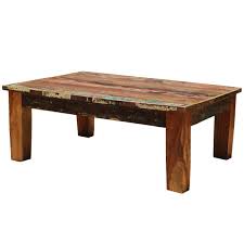 Coffee table crafted from veneers, wood and manmade wood Culbertson Rustic Reclaimed Wood Rectangle Coffee Table