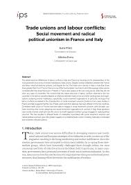 Pdf Trade Unions And Labour Conflicts Social Movement And Radical Political Unionism In France And Italy