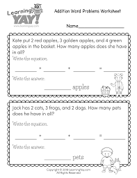All times are in whole hours. Addition Word Problems Worksheet For 1st Grade Free Printable