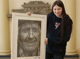 16 Year Old Girl Wins National Art Competition With Stunning Hyper Realistic Pencil Portrait Art Competitions Pencil Portrait National Art