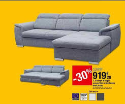 Le sommier est muni d'un espace pour ranger oreillers ou couettes. Offre Canape D Angle Convertible Meridienne Droit Atlas Chez But