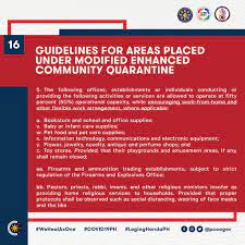 With all the acronyms it has generated since the start of the lockdown in march 15, it's hard to keep track of what everything means. National Task Force Against Covid19 A Twitter 4 6 Guidelines For Areas Placed Under Modified Enhanced Community Quarantine Mecq