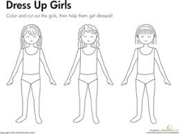 Fold stand bases on dotted line. Kindergarten Paper Dolls Coloring Pages Printables Education Com