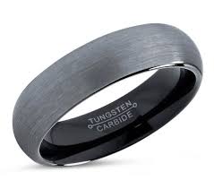 Black And Silver Wedding Band Tungsten Ring Brushed Silver Mens Wedding Band Black 6mm Engagement Ring Promise Ring Rings For Men Rings For Women Silver Ring Tungsten Wedding Bands Black Wedding Band Mens Wedding Bands Black