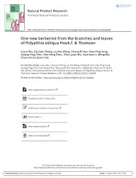 One reply to xin ming ri bao article. Pdf One New Berberine From The Branches And Leaves Of Polyalthia Obliqua Hook F Thomson