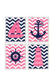 Nautical Nursery Chevron Art Print Set Navy Blue Hot Pink Etsy Baby Girl Wall Art Chevron Art Chevron Art Print