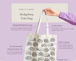 tote bag with a hedgehog designの画像