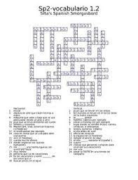 Which word does not belong? Spanish Avancemos 2 Vocab 1 2 Crossword Vocab Spanish Teachers