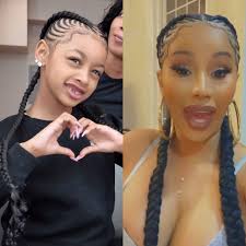 kulture gets her moms signature braids & they are TWiNS 😍 .