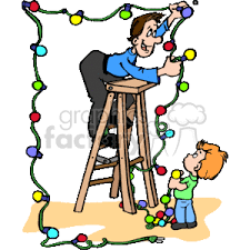 Maybe you would like to learn more about one of these? A Father And A Son Putting Up Christmas Lights Clipart Commercial Use Gif Wmf Svg Clipart 143282 Graphics Factory