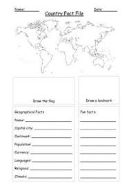 Country Fact File Template Geography World Map Country Facts Learning Spanish World Map Template