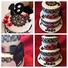18th Birthday Black And White Cake Design Black White And Red 2 Tier 18th Birthday Cake For A Friend Made By Me Elena Purton 18th Cake White Birthday Cakes Cake
