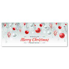Merry christmas banner, christmas decorations with red black buffalo banners, xmas hanging christmas decor decorations for the home outdoor indoor wall front door decor. Merry Christmas Banner Silver 48 X 16 Banner Site