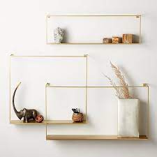 antiqued brass large floating shelves set of 3 reviews cb2 gold wall mounted white wood fireplace mantel