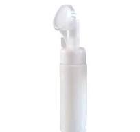 Refillable White Plastic Foaming Face Wash Bottle with Silicone Brush |  5oz/150ML