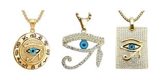 Gold Beaded Egyptian Eye Of Horus Wedjat Ankh Cross Scarab Beetle Amulet  Pendant Necklace | Factory Direct Jewelry