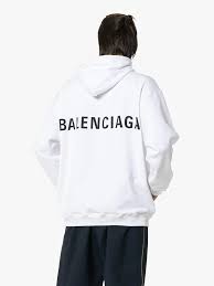 Fluffy ribbed dark blue balenciaga hoodie for men. Balenciaga Men S Crown Logo Back Pullover Hoodie In White Modesens