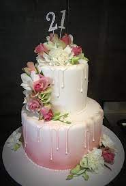 Huge sale on fondant flowers now on. Fresh Flower And Fondant 21st Cake Cake By Sue Deeble Cakesdecor