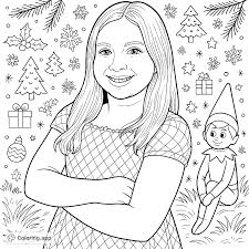 Christmas Girl with Elf - Coloring.app