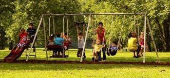 Flexible Flyer Play Park Metal Swing Set Four Passenger Lawn Swing Two Passenger Air Glider W 6 Wave Slide And Delux Swing Set Swing Sets For Kids Lawn Swing