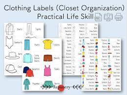 Clothing Labels Closet Organization Practical Life Skill Etsy Practical Life Life Skills Montessori Practical Life