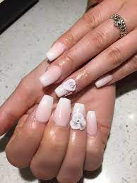 Ombre 3d Flower Coffin Nails Ombre Nails Pink Nails