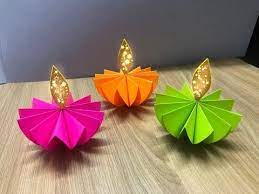 Diy How To Make Paper Diya Diwali Decoration Ideas At Home Youtube Diwali Craft Diy Diwali Decorations Flower Diy Crafts