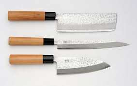 Unsui Japanese Traditional 3 Piece Knife Set Nakiri Yanagi Deba