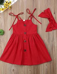13 99 Baby Girls Active Basic Solid Colored Sleeveless Above Knee Cotton Dress Red Toddler Em 2020 Com Imagens Vestidos Infantis Moda Infantil Para Meninas Modelo De Roupa Infantil