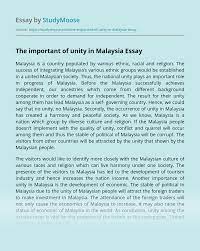 For example, mostly malaysian citizens speak in our national language which is 'bahasa malaysia' in their daily life. The Important Of Unity In Malaysia Free Essay Example