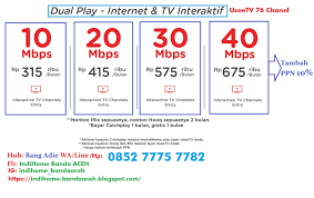 Biaya pasang paket prestige adalah 100 ribu untuk jabodetabek dan 75 ribu untuk wilayah lain,dibayarkan setelah bulan pertama pemakaian. Indihome Banda Aceh Pasang Wifi Indihome Banda Aceh Wa 085262522883