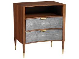 Orient express strand gray shagreen brushed gold 3 drawer nightstand. Lillian August Modern Living Medium Brown Charcoal Faux Shagreen Aged Brass Two Drawers Nightstand Lnalw12571