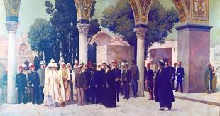 Alman Imparatoru Ii Wilhelm In Kudus Teki Omer Camii Ni Ziyareti 1898 Ressam Emine Naciye Tevfik Boyutlar 140 X 220 Cm Istanbul Portre Resim Imparator