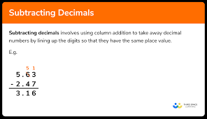 subtracting decimals gcse maths steps examples worksheet