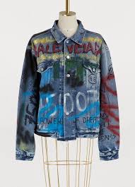 Balenciaga brown perforated leather biker moto jacket 40 6 8 medium. Women S Graffiti Denim Jacket Balenciaga 24s 24s Denim Jacket Women Balenciaga Jacket Denim Jacket