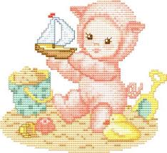 Make money from our patterns. Ellen Maurer Stroh Pig Baby Cross Stitch Corner